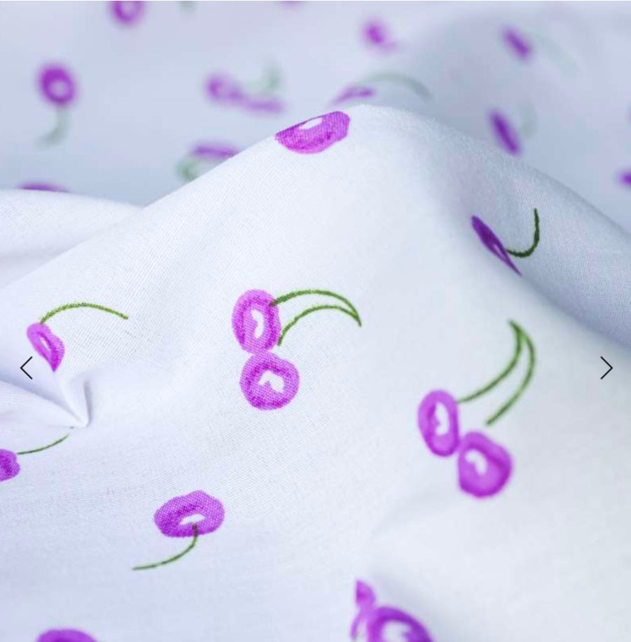 Chouchou Cheveux Motif Cerise & Violet - Cerise Violette
