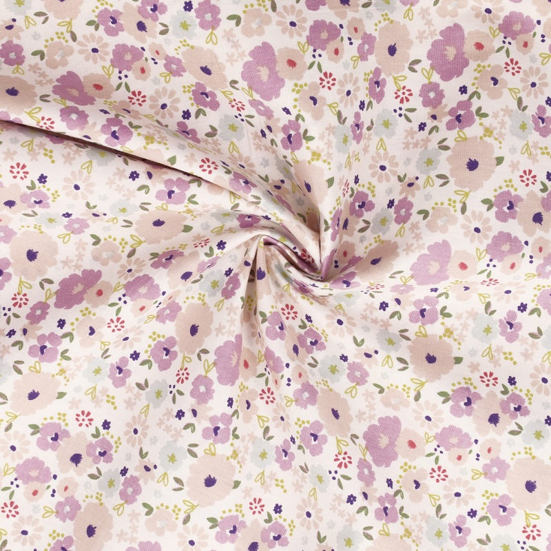 Pochette à Livre de poche "Melania" Lilas – Housse de Protection Livre en Tissu Floral Artisanale