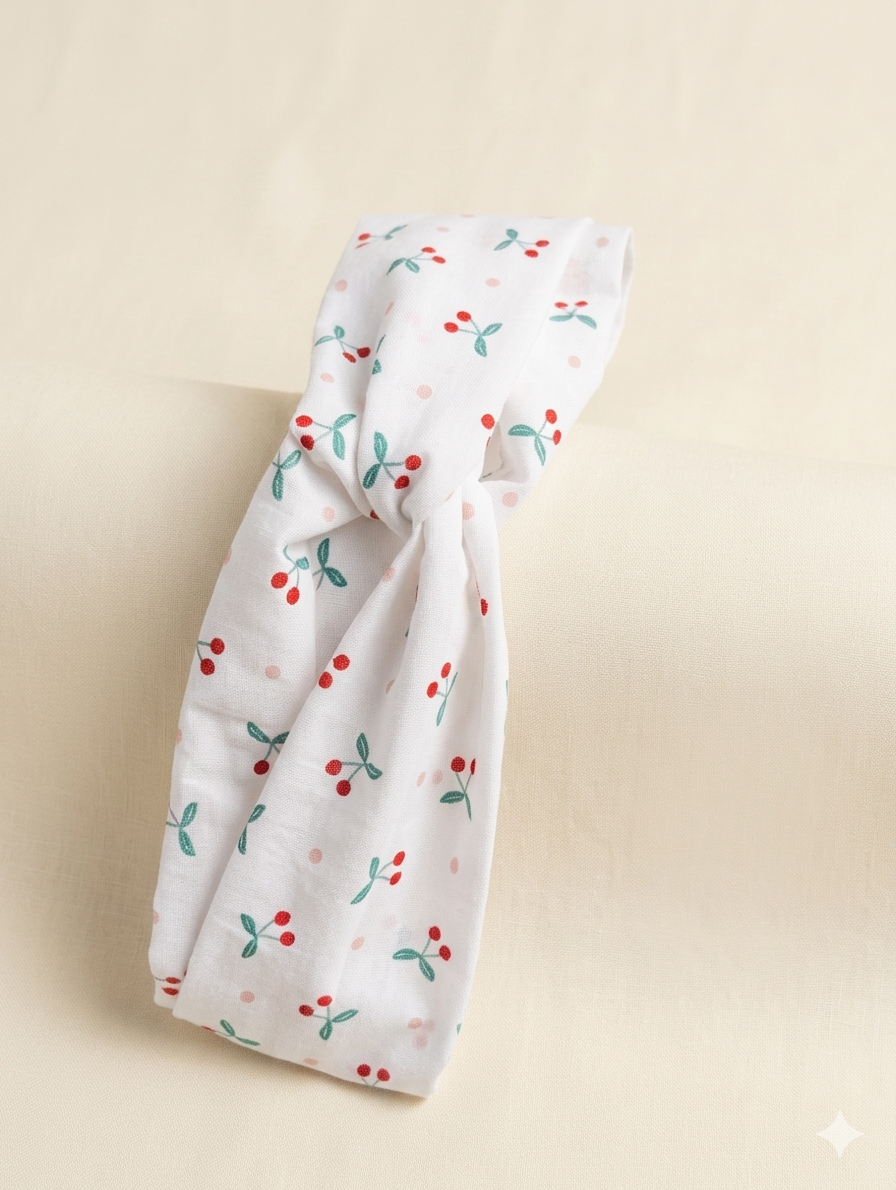 Headband en Tissu - Motif Cerises