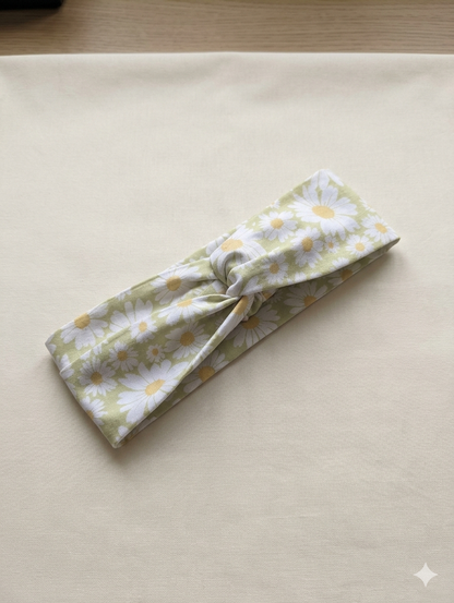 Headband en tissus - Motif Marguerite