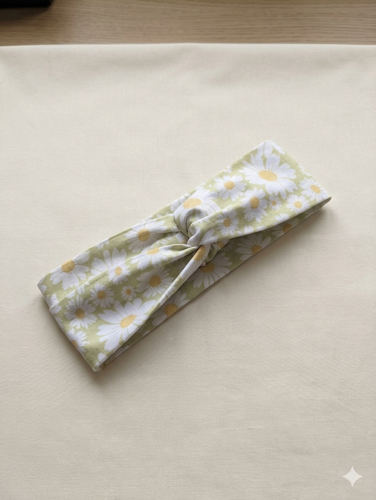 Headband en tissus - Motif Marguerite