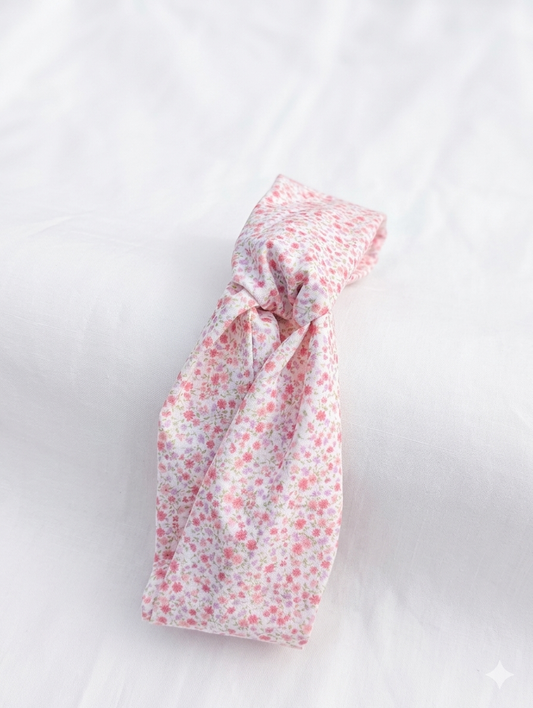 Headband en tissus - Motif petites fleurs roses