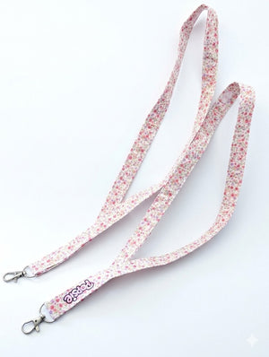 Tour de cou porte-clés tissu floral printanier — lanyard fait main