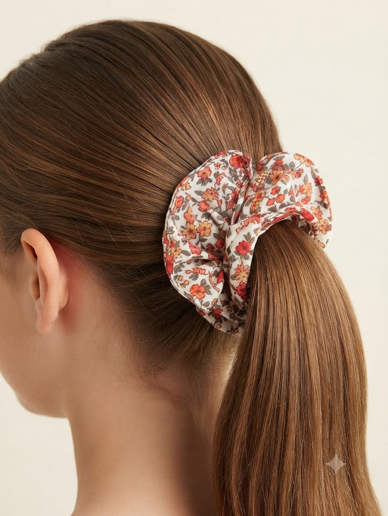 Chouchou pour Cheveux Motif Fleurs Champêtres - Collection Popsie
