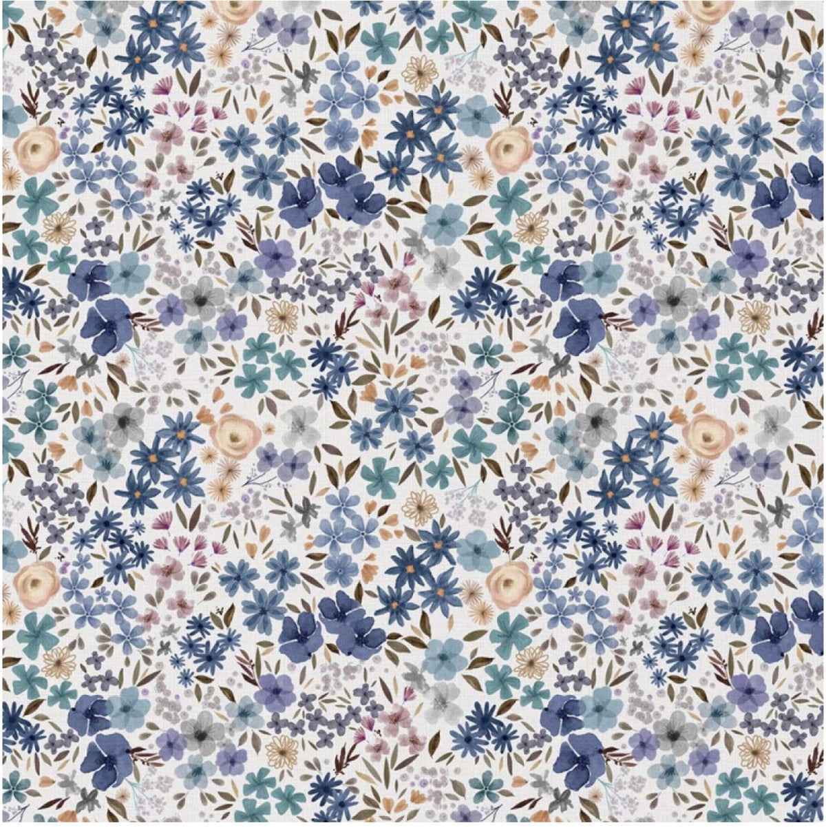 Portefeuille compagnon « Iris » bleu jean en velours côtelé et fleurs champêtres