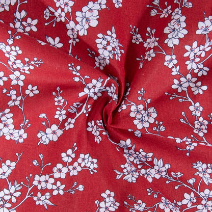 Chouchou Fleurs de Cerisier Rouge - Accessoire Cheveux Artisanal "Popsie"