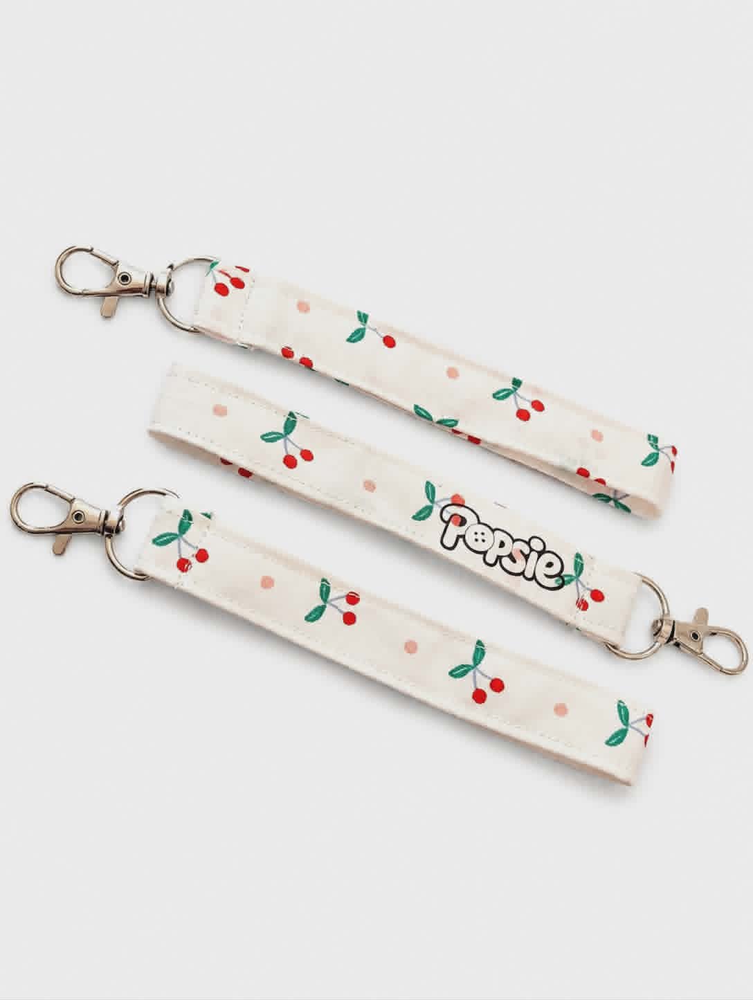 Porte-clé dragonne tissu cerises — accessoire fait main