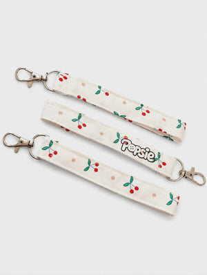 Porte-clé dragonne tissu cerises — accessoire fait main