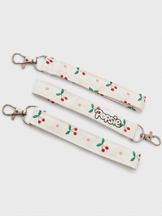 Porte-clé dragonne tissu cerises — accessoire fait main