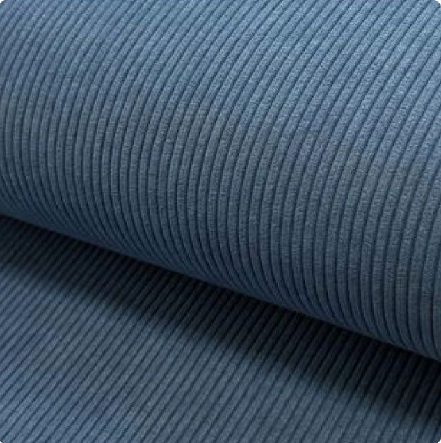 Portefeuille compagnon « Iris » bleu jean en velours côtelé et fleurs champêtres
