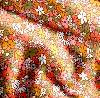 Portefeuille compagnon « Gipsy » en velours vert kaki & fleurs rétro | Fait main
