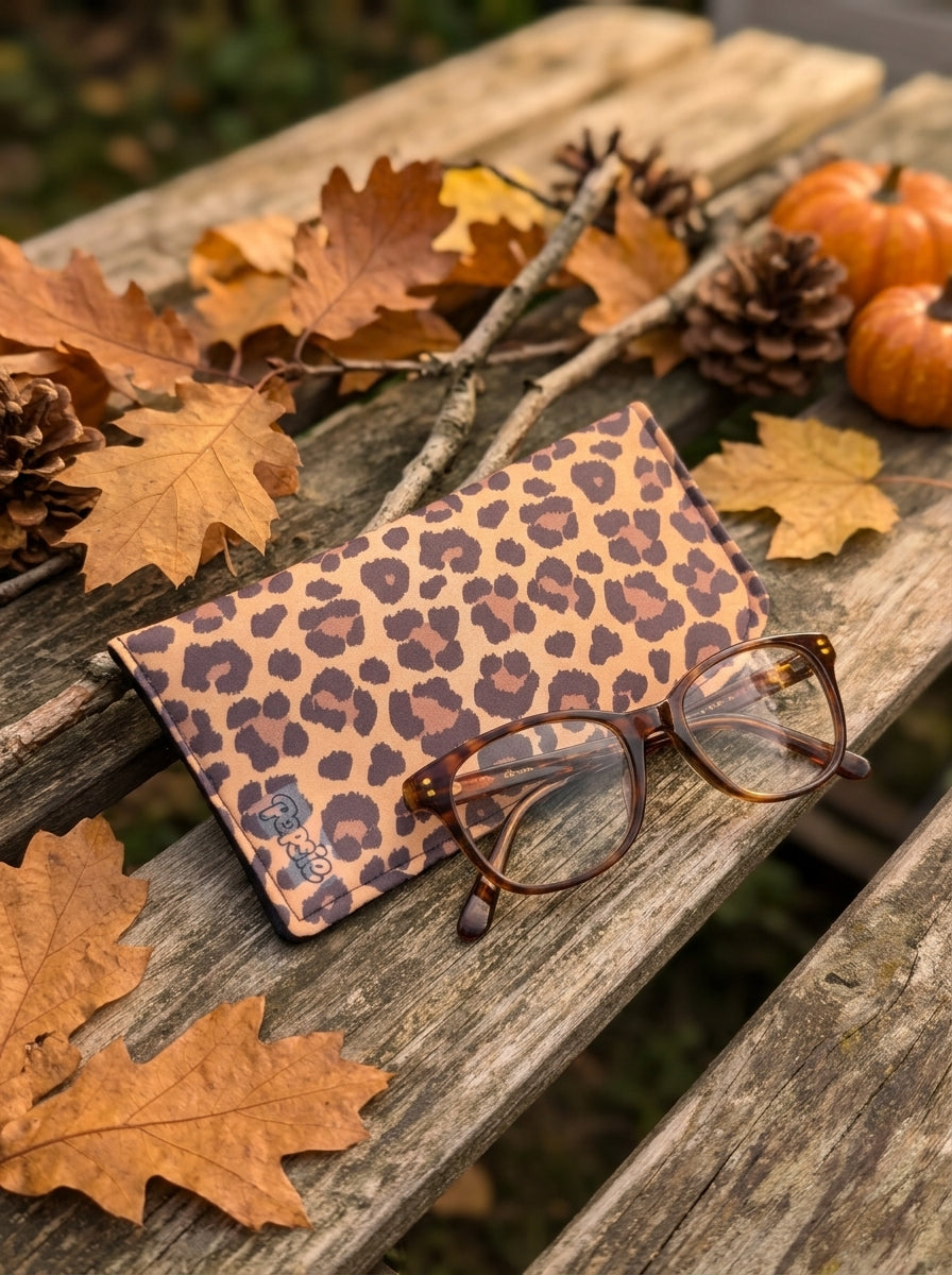 Étui à lunettes « Féline Dorée » en coton léopard doré | Fait main