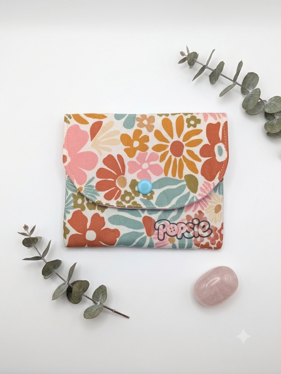 Porte-Cartes Tissu Imprimé Vintage & Fleurs - Rétro Fleuri