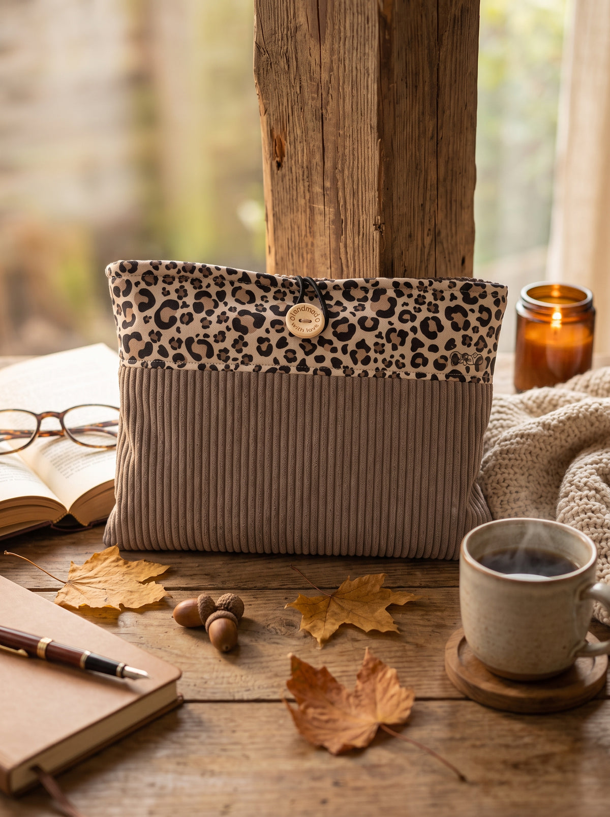 Pochette Livre Horizontale Velours Bejah | Pochette Roman Artisanale Fait Main