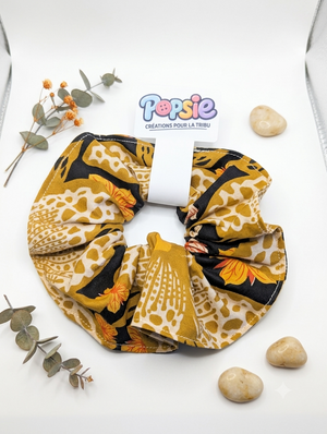 Chouchou Cheveux Motif Léopard & Doré - Sable d'Or