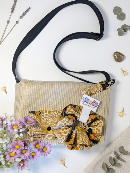 Sac à Main Bandoulière Velours Côtelé Doré - Le Velouté Sable d'Or