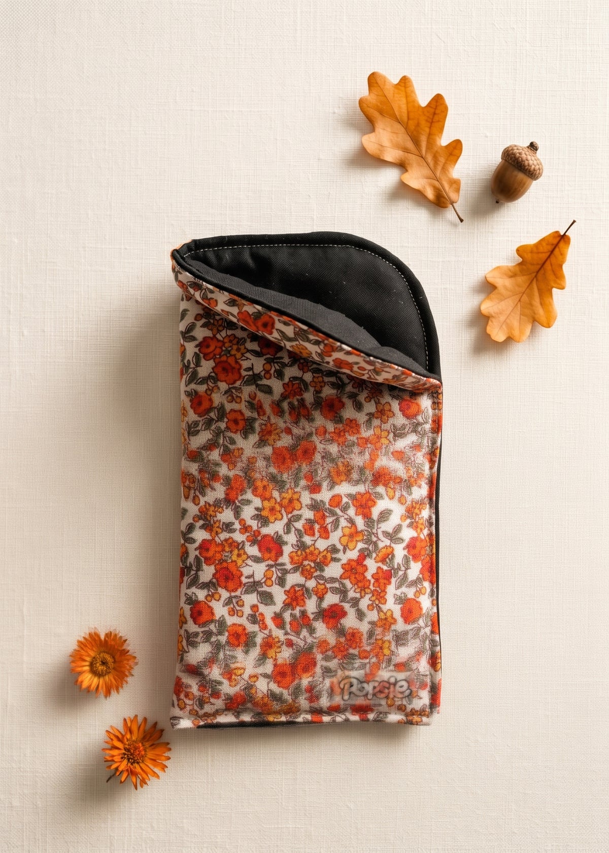 Étui à Lunettes Velours Côtelé Terracotta — Collection Brume d'Automne