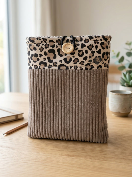 Pochette Livre de Poche Velours Côtelé & Léopard — Collection Bejah
