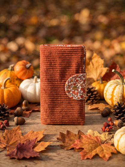 Portefeuille Compagnon Velours Côtelé Terracotta — Collection Brume d'Automne