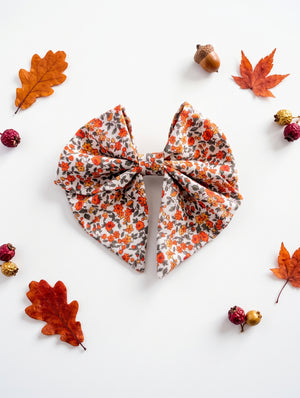 Barrette Nœud Cheveux Motif Floral d'Automne — Collection Brume d'Automne