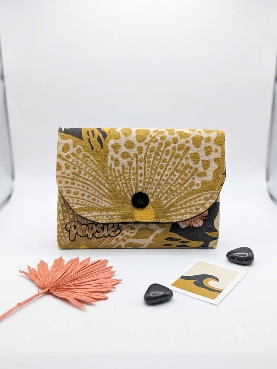 Porte-Cartes Tissu Motif Léopard & Doré - Sable d'Or