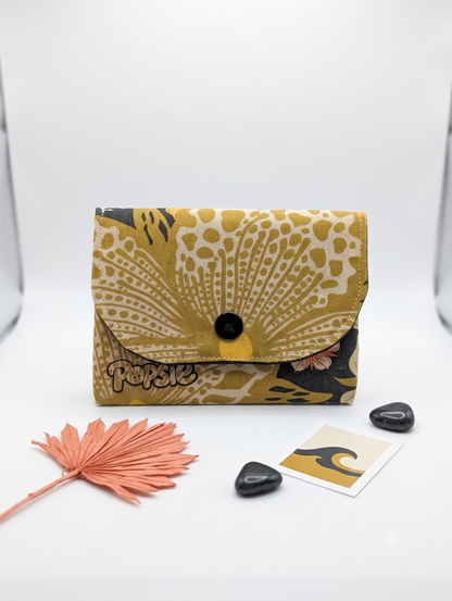 Porte-Cartes Tissu Motif Léopard & Doré - Sable d'Or