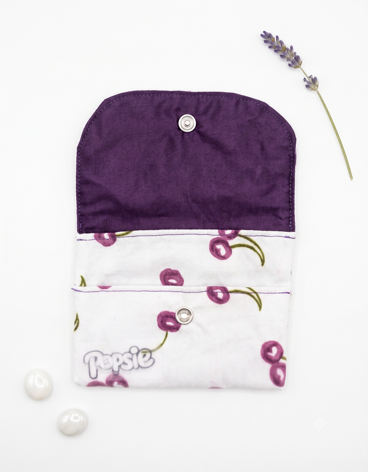 Porte-Cartes Tissu Motif Cerise & Violet - Cerise Violette