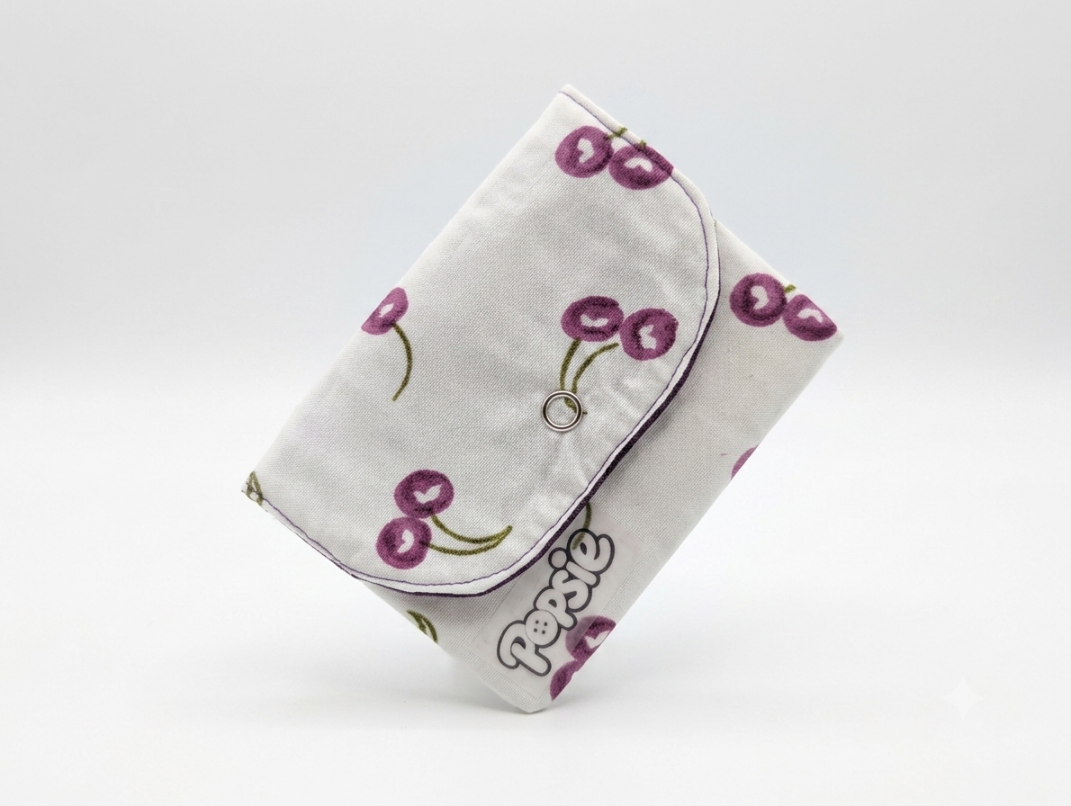 Porte-Cartes Tissu Motif Cerise & Violet - Cerise Violette