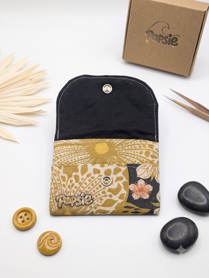 Porte-Cartes Tissu Motif Léopard & Doré - Sable d'Or