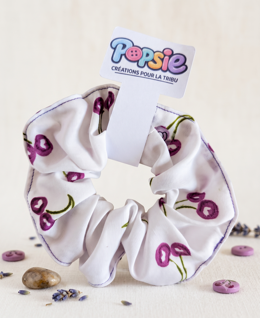 Chouchou Cheveux Motif Cerise & Violet - Cerise Violette