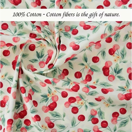 Headband en tissus - Motif Cerises Gourmandes