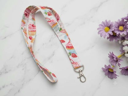 Tour de cou porte-clés artisanal - Tour de cou motif Gourmandise - Atelier Popsie