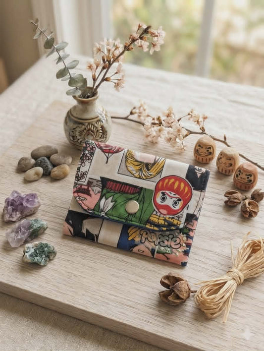 Porte-cartes tissu Escale à Tokyo — accessoire fait main style japonais