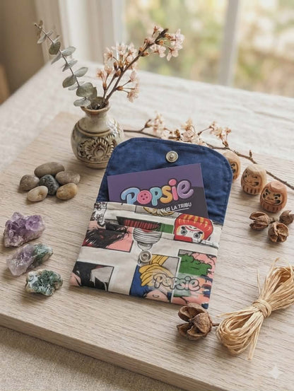 Porte-cartes tissu Escale à Tokyo — accessoire fait main style japonais