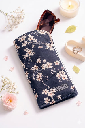 Étui à lunettes tissu fleur de Sakura — accessoire fait main style japonais
