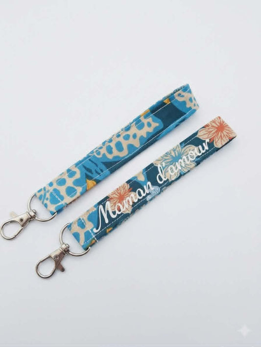 Porte-clé dragonne tissu Collection Lagon — accessoire fait main