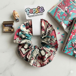 Chouchou tissu manga pop — accessoire cheveux fait main